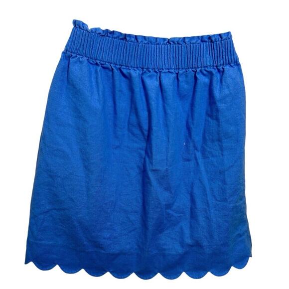 J. Crew Scalloped Hem Blue Linen Blend Women’s Skirt Size 2 Above the Knee - Picture 5 of 6